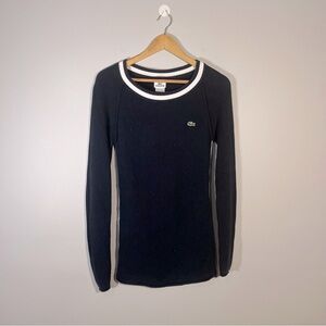 Lacoste Women's Navy Long Sleeve Ribbed Cotton Sweater Size 36 Small